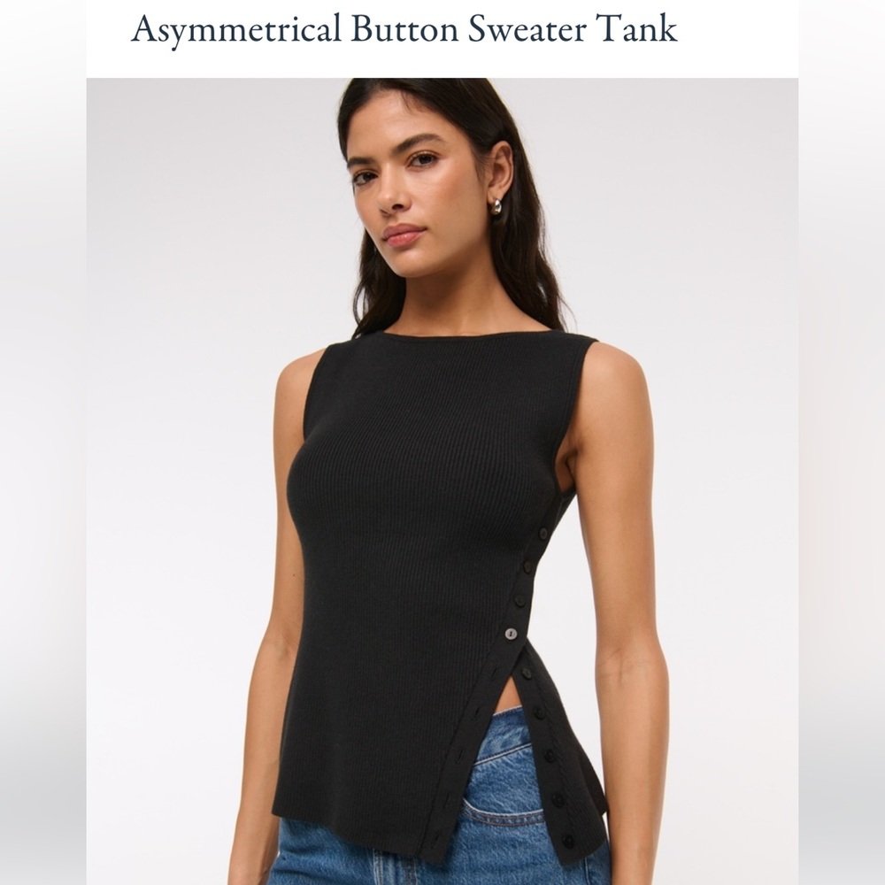 Abercrombie Black Asymmetrical Button Sweater Tank Size XL